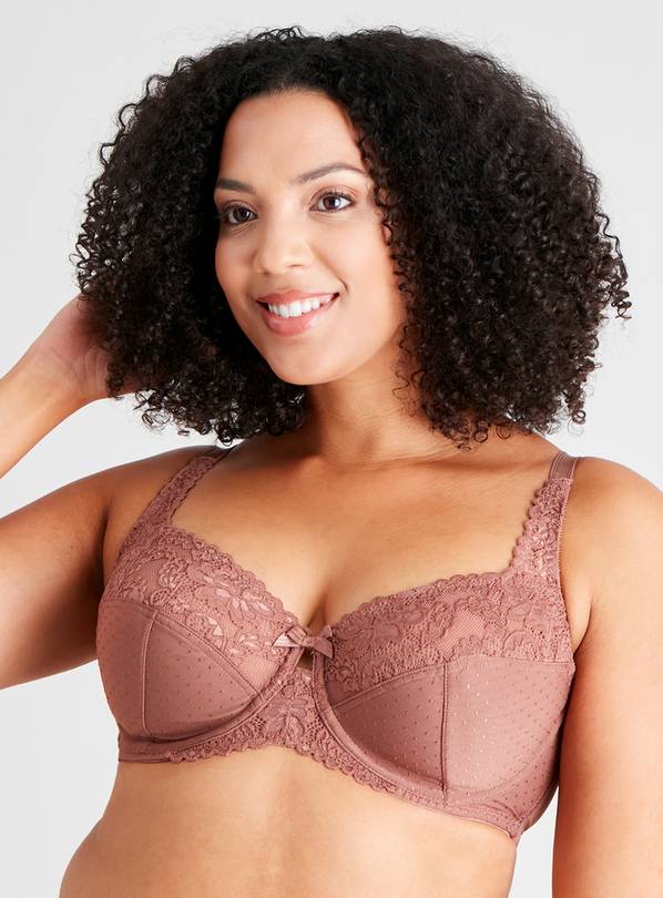 DD+ Brown Nude Underwired Full Cup Bra - 34GG